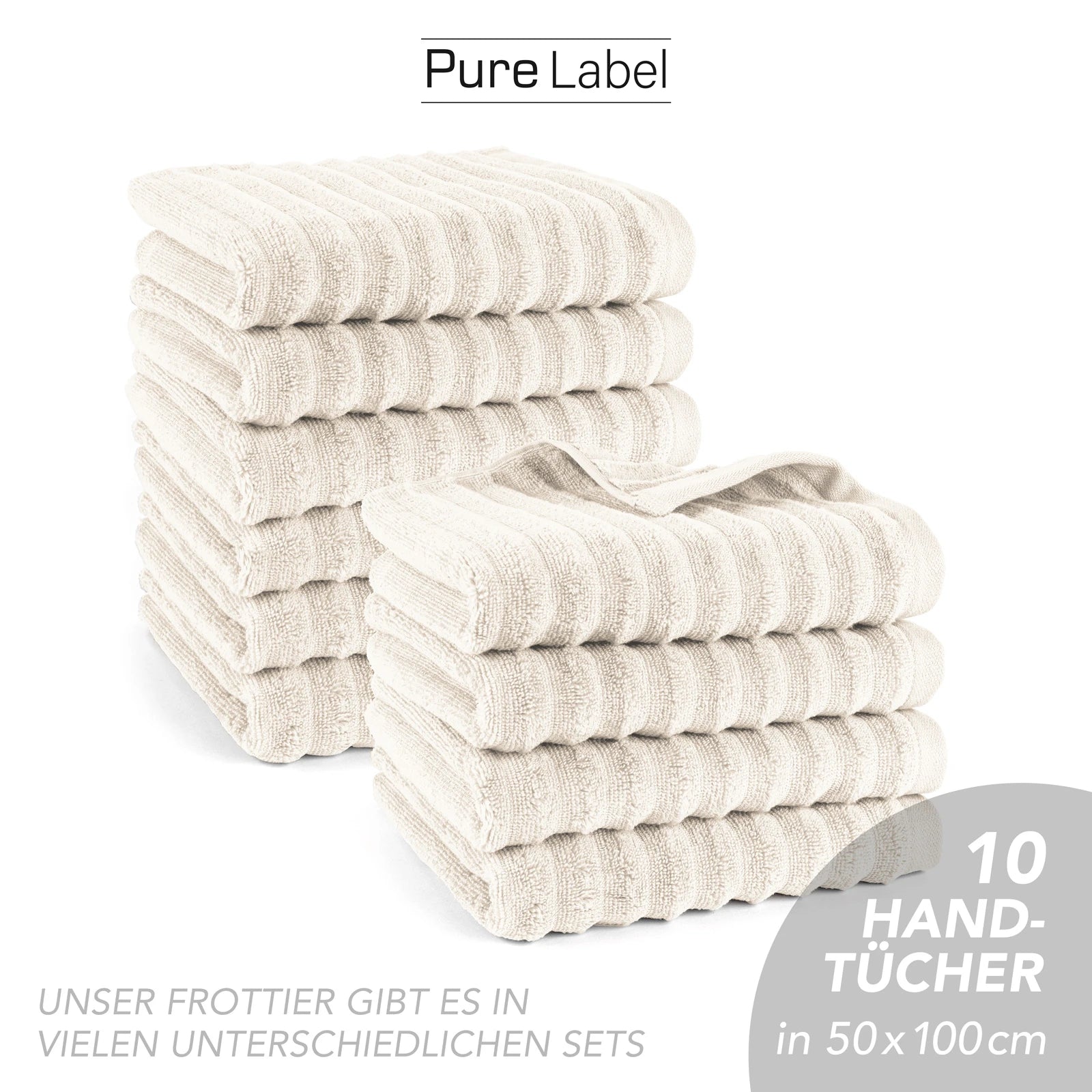 Handtuch "Waves" - Anthrazit / 4x 50x100cm Pure Label
