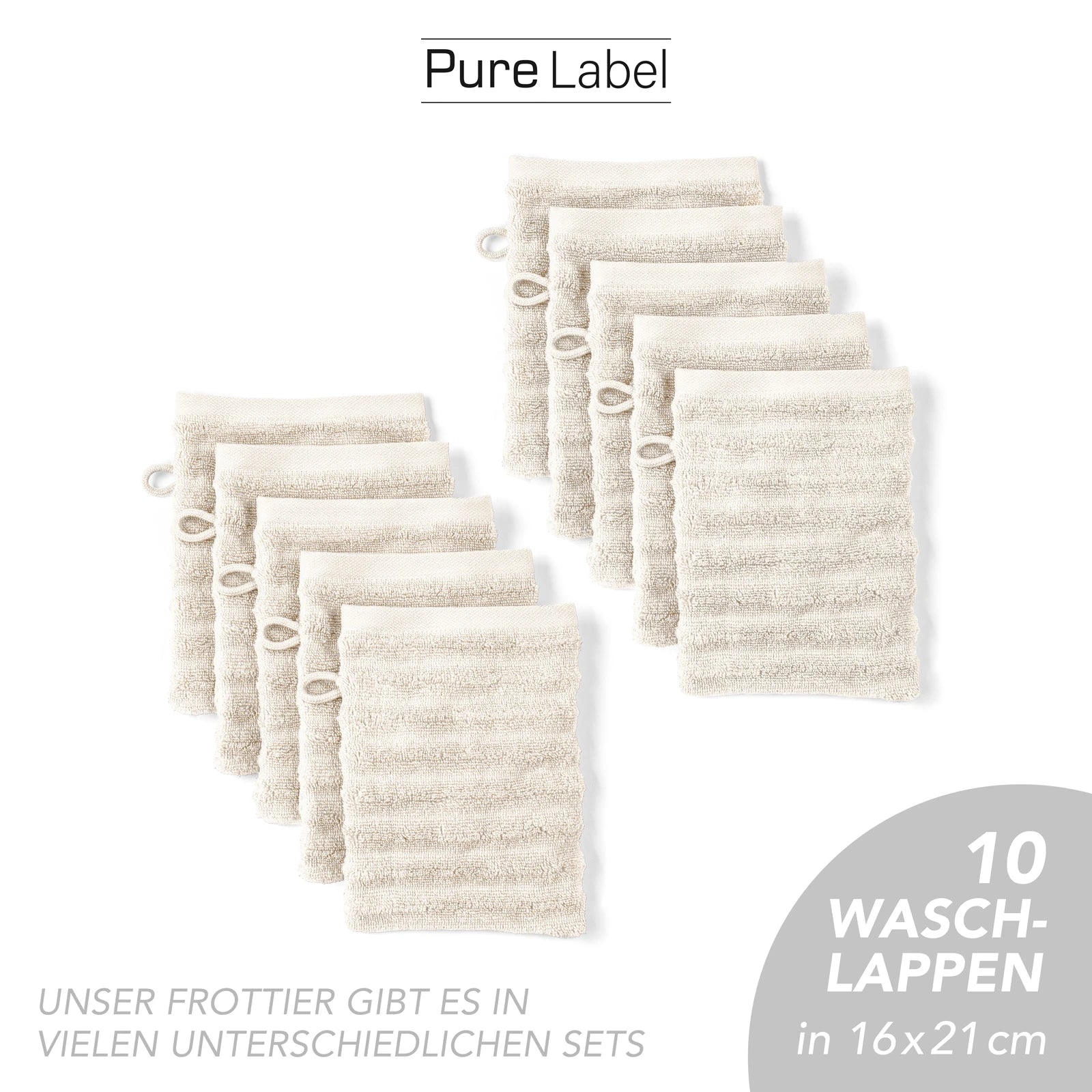 Waschlappen "Waves" - Anthrazit / 4x 16x21cm Pure Label