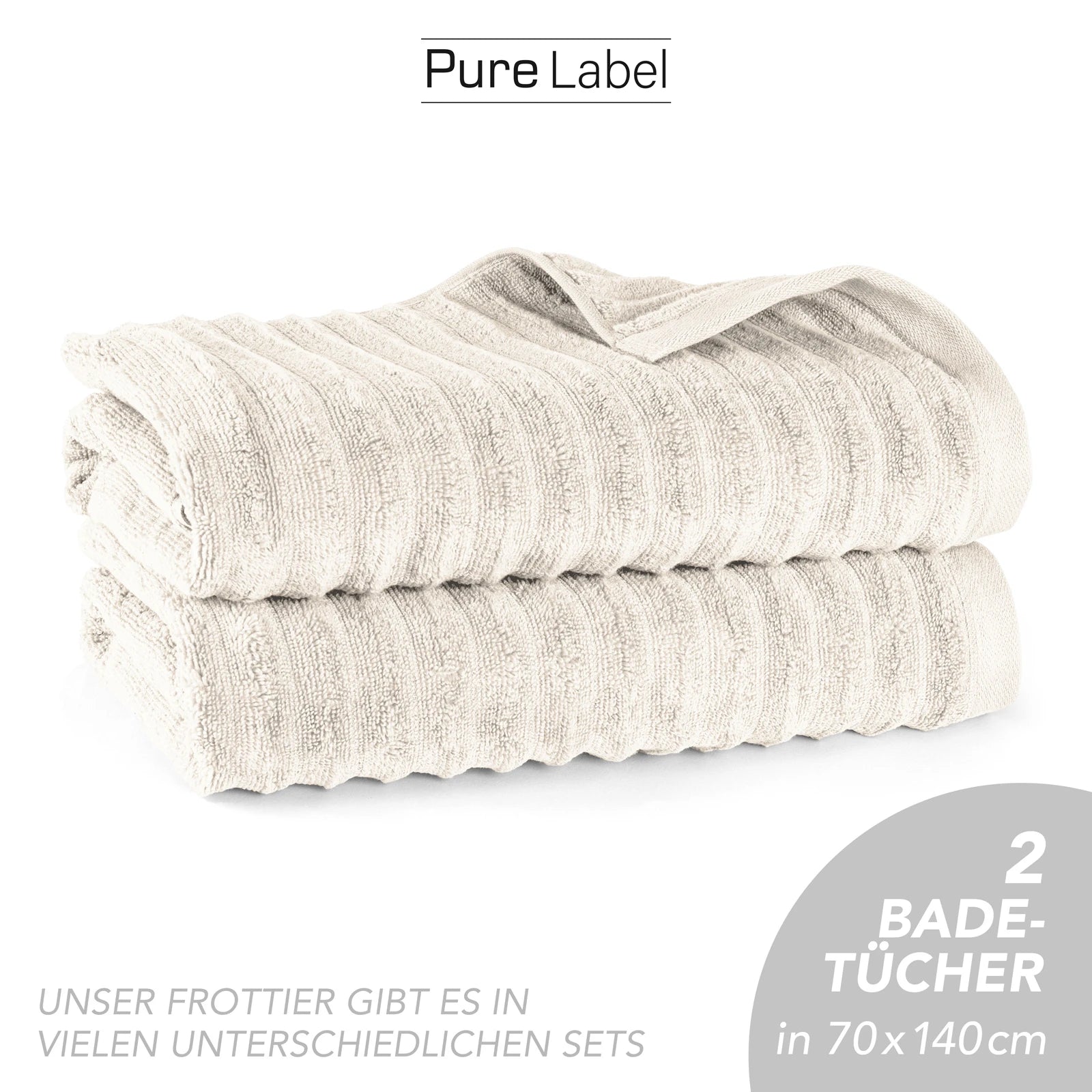 Duschtuch "Waves" - Anthrazit / 2x 70x140cm Pure Label
