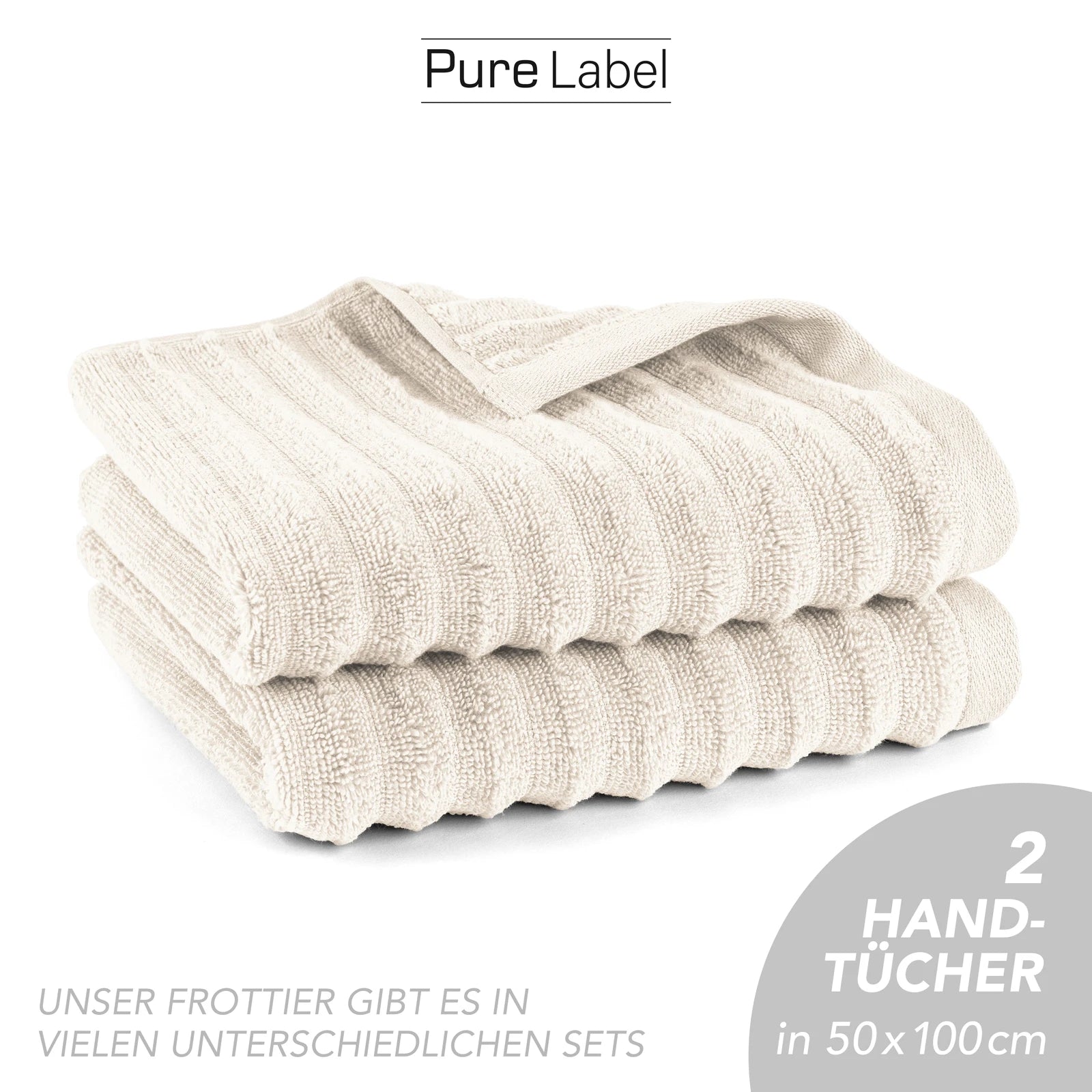 Handtuch "Waves" - Anthrazit / 4x 50x100cm Pure Label