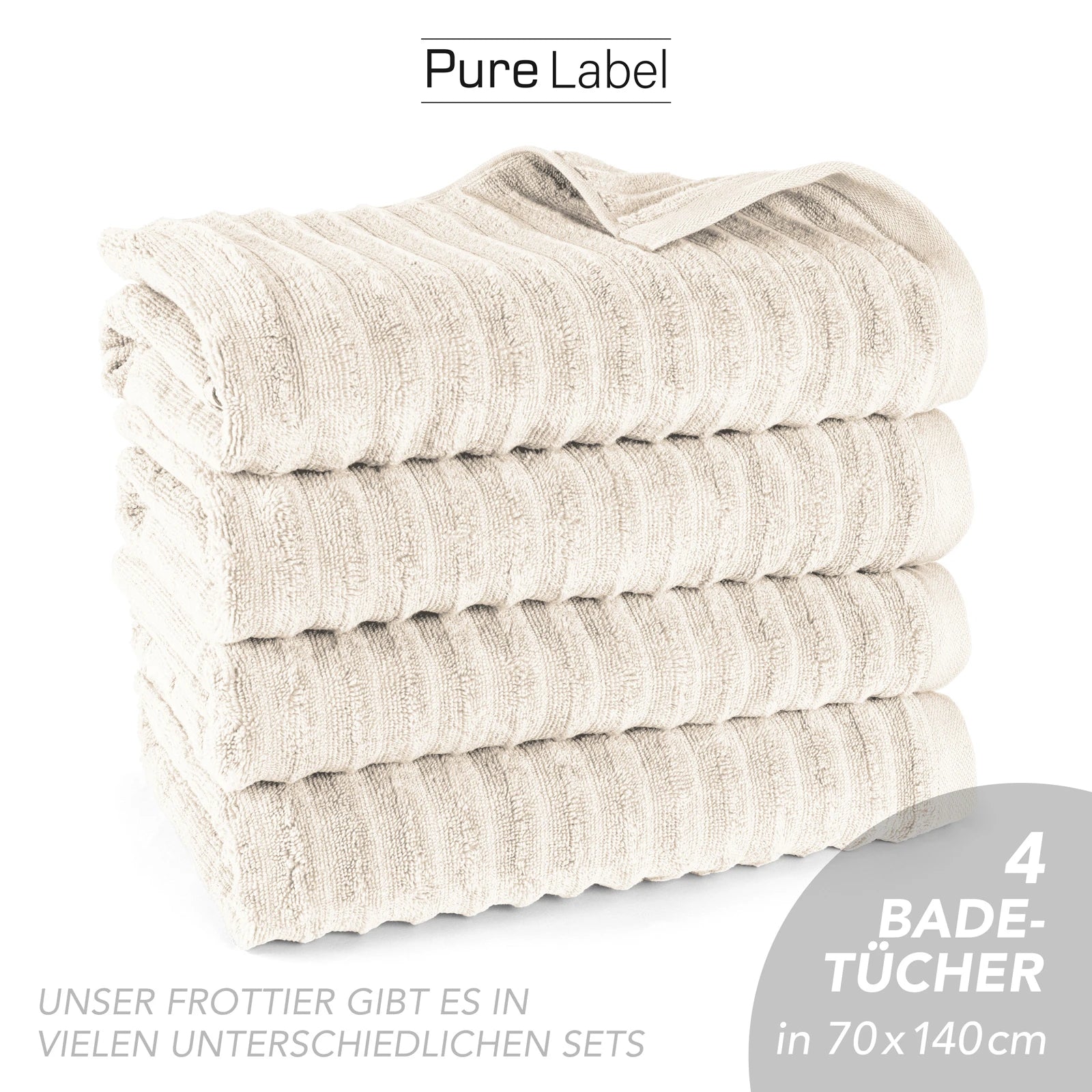 Duschtuch "Waves" - Anthrazit / 2x 70x140cm Pure Label