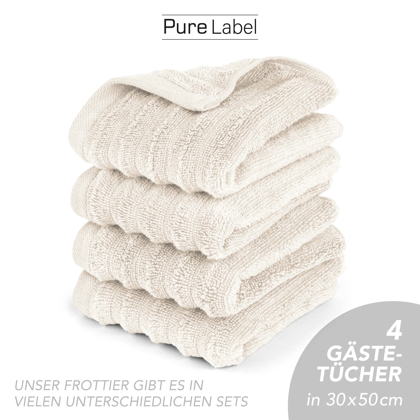 Gästehandtuch "Waves" - Anthrazit / 10x 30x50cm Pure Label