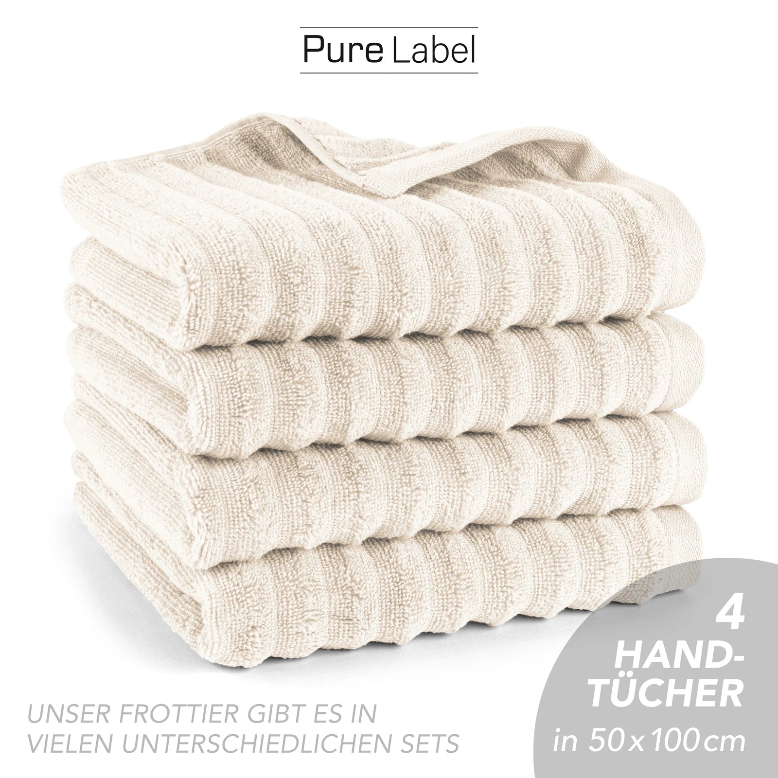 Handtuch "Waves" - Anthrazit / 4x 50x100cm Pure Label