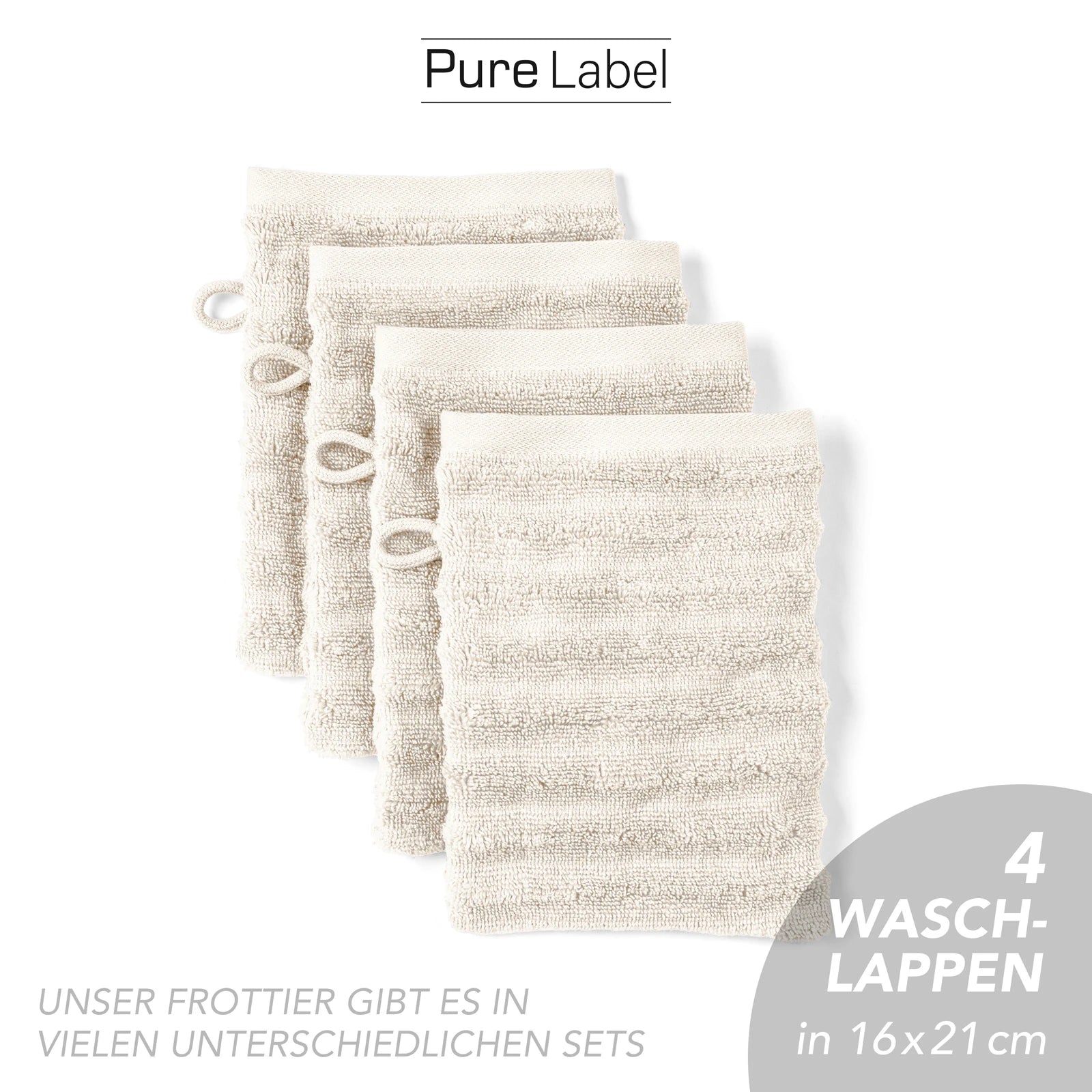 Waschlappen "Waves" - Anthrazit / 4x 16x21cm Pure Label
