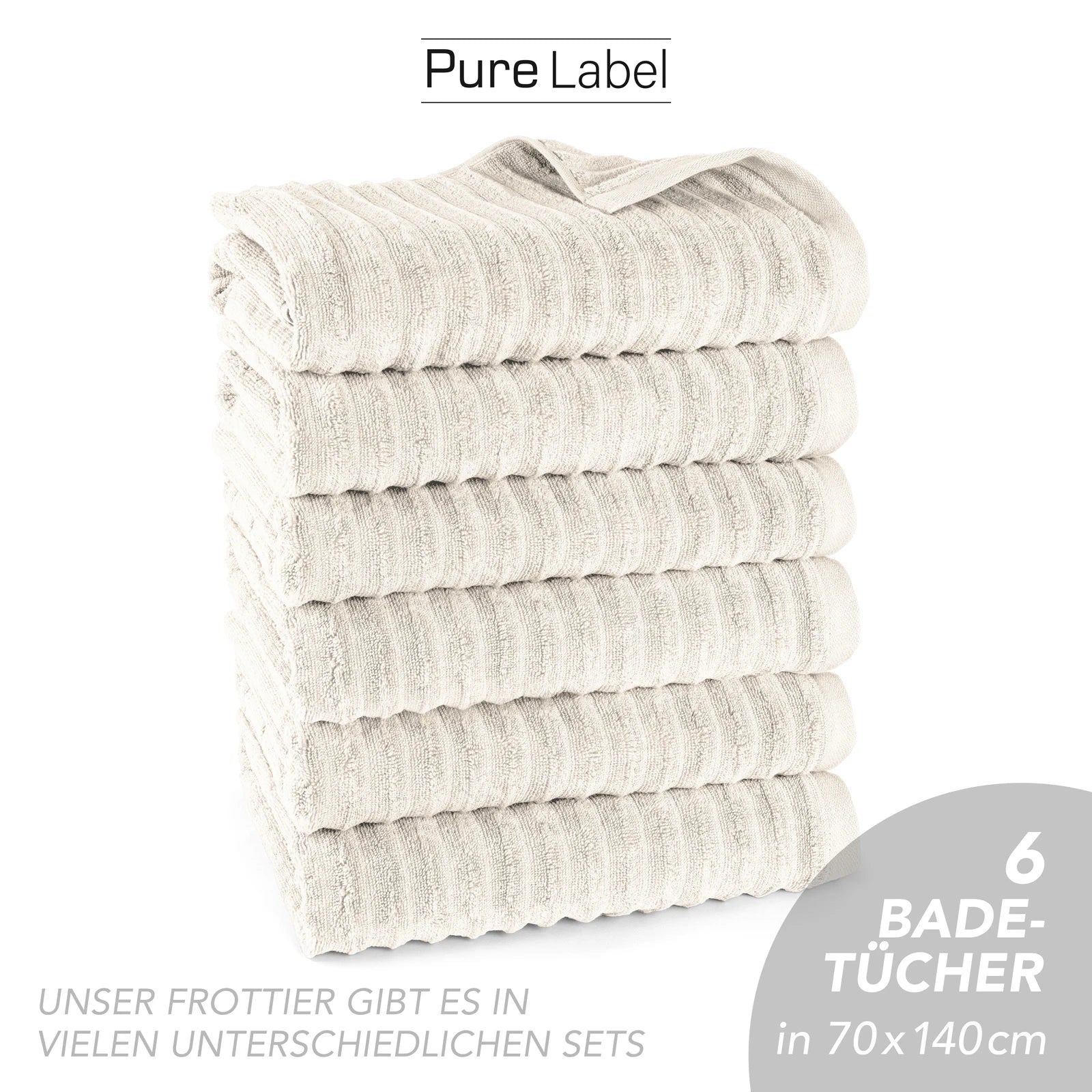 Duschtuch "Waves" - Anthrazit / 2x 70x140cm Pure Label