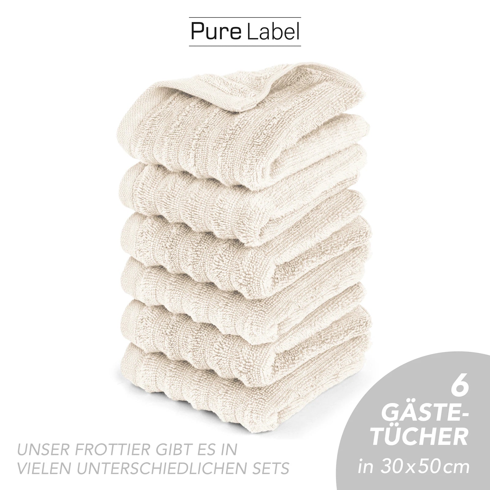 Gästehandtuch "Waves" - Anthrazit / 10x 30x50cm Pure Label