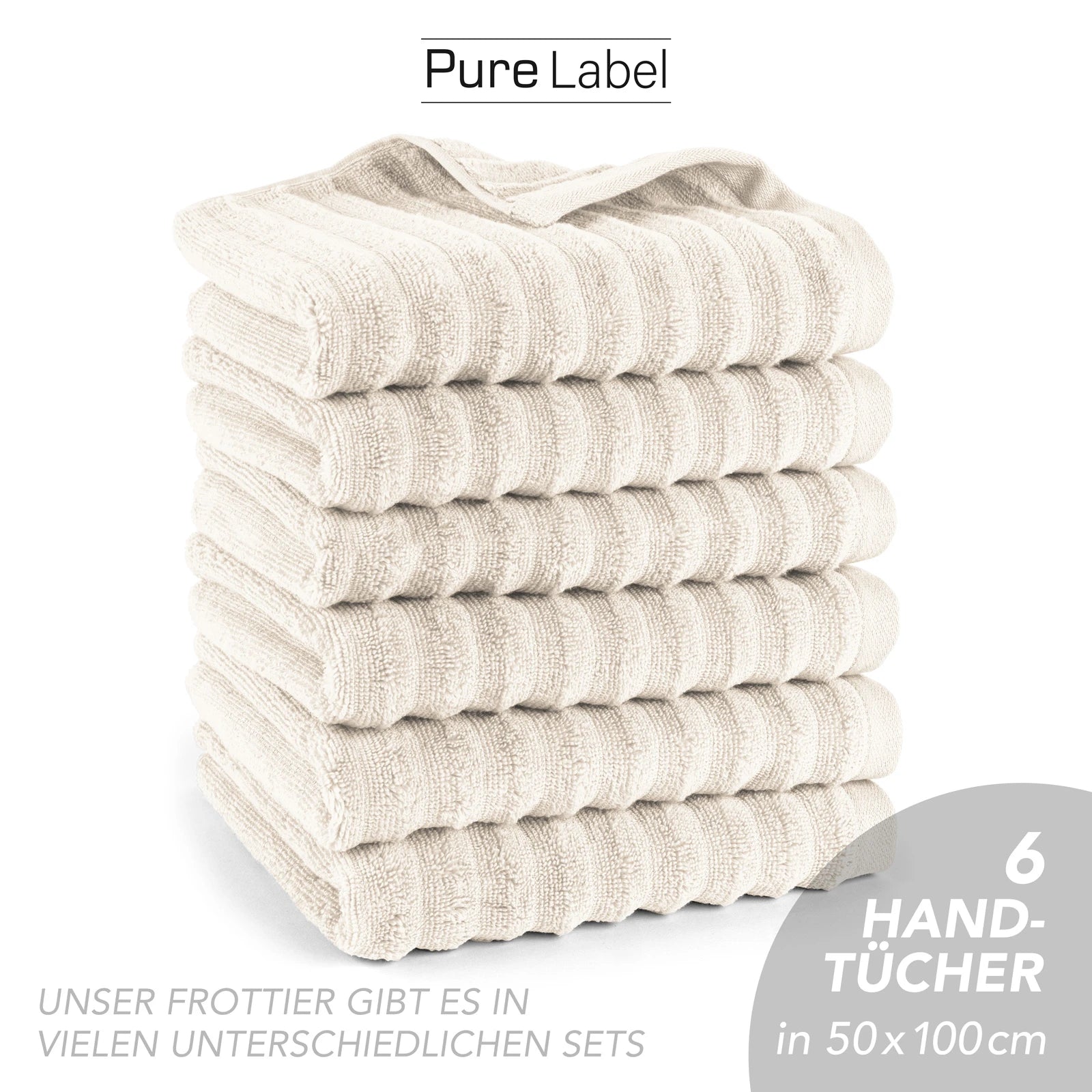 Handtuch "Waves" - Anthrazit / 4x 50x100cm Pure Label
