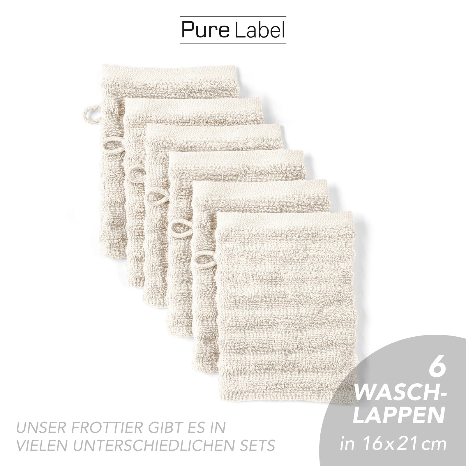 Waschlappen "Waves" - Anthrazit / 4x 16x21cm Pure Label