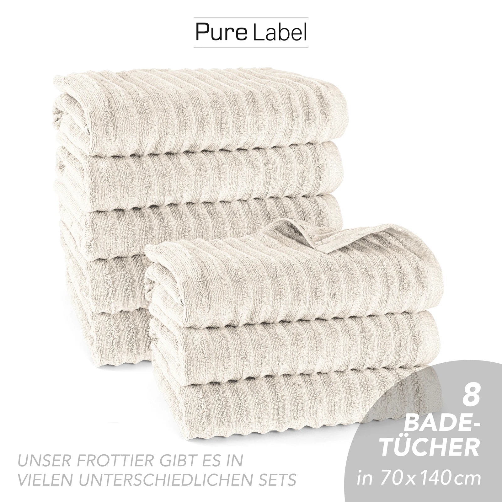 Duschtuch "Waves" - Anthrazit / 2x 70x140cm Pure Label