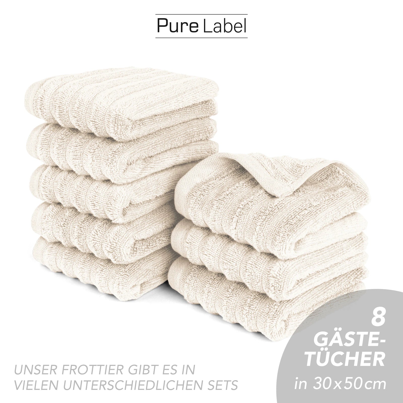 Gästehandtuch "Waves" - Anthrazit / 10x 30x50cm Pure Label