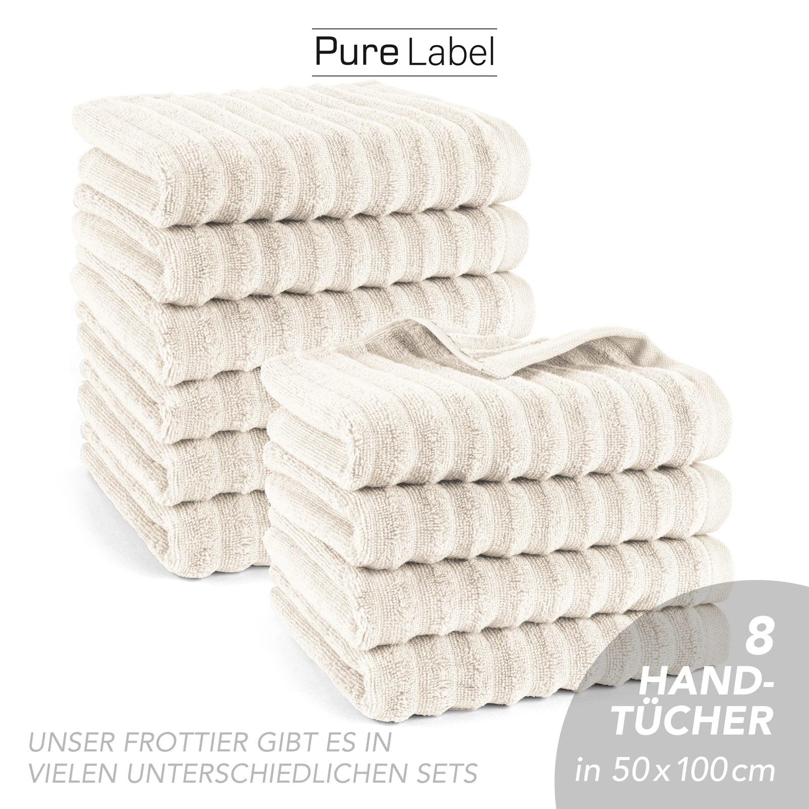 Handtuch "Waves" - Anthrazit / 4x 50x100cm Pure Label