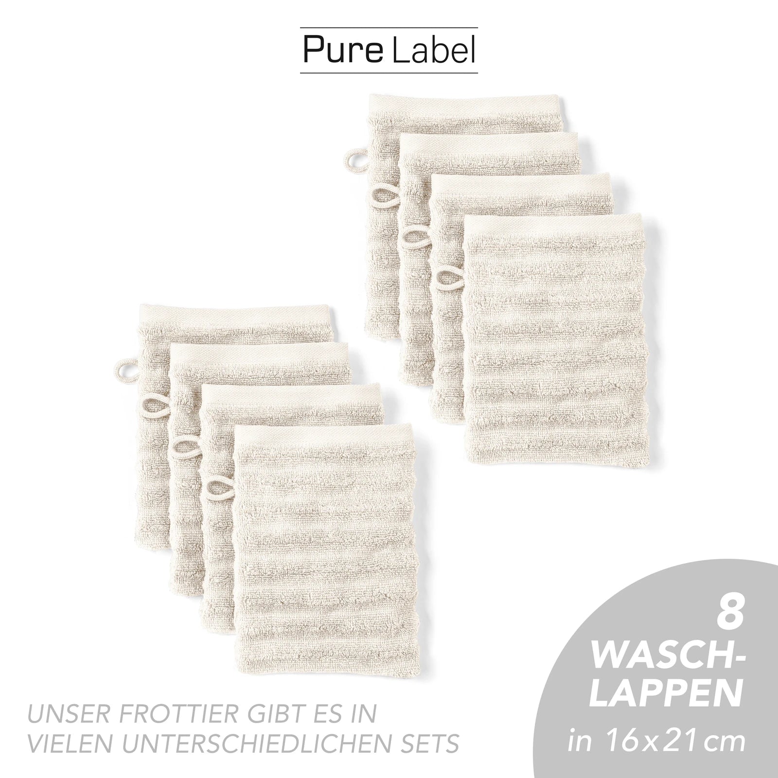 Waschlappen "Waves" - Anthrazit / 4x 16x21cm Pure Label