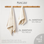 Handtuch Sets "Waves" - Anthrazit / 4x30x50 + 4x50x100 + 2x70x140 cm Pure Label