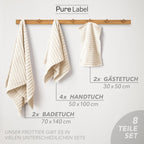 Handtuch Sets "Waves" - Anthrazit / 4x30x50 + 4x50x100 + 2x70x140 cm Pure Label
