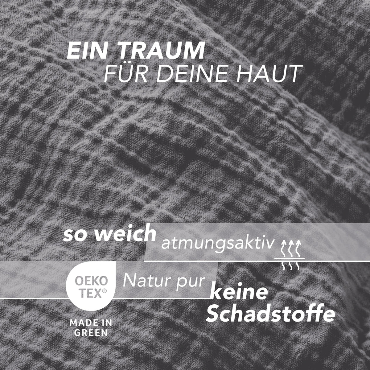 Musselin Bettwäsche Sets - Anthrazit / 2x135x200 + 2x40x80 cm Pure Label