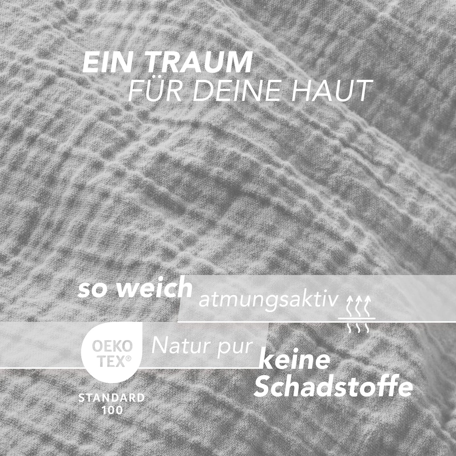 Musselin Bettwäsche Sets - Anthrazit / 2x135x200 + 2x40x80 cm Pure Label