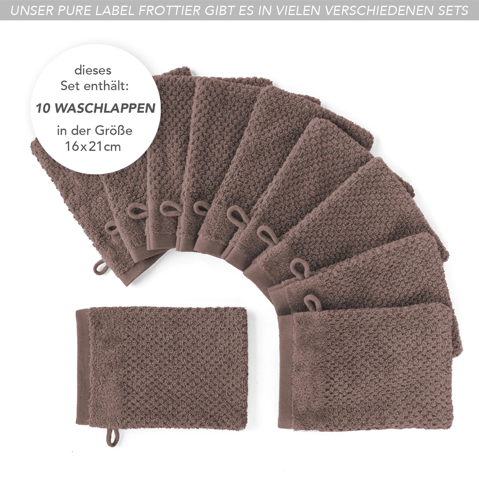 Waschlappen "Popcorn" - Anthrazit / 4x 16x21cm Pure Label