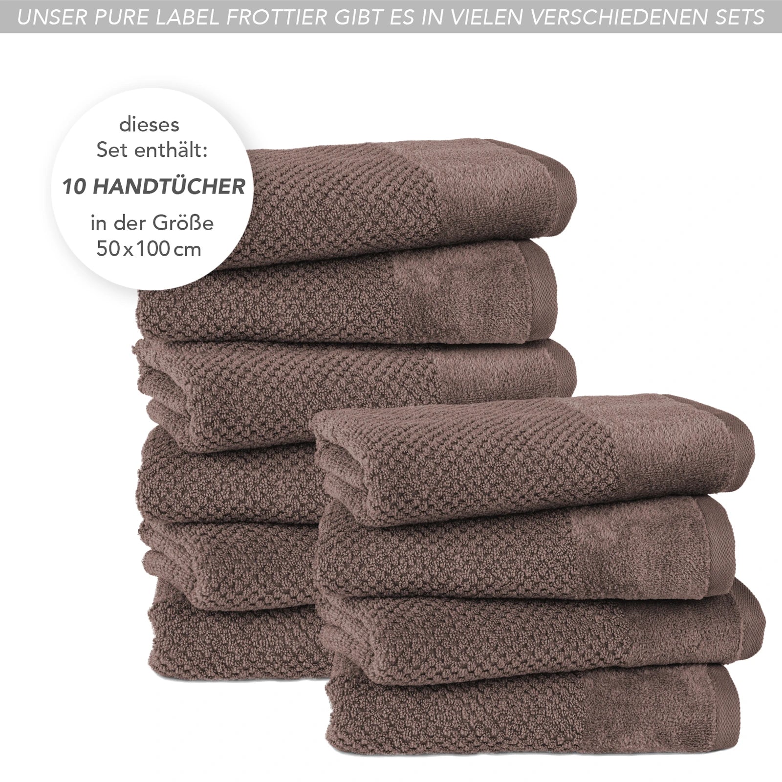 Handtücher "Popcorn" - Anthrazit / 2x 50x100cm Pure Label
