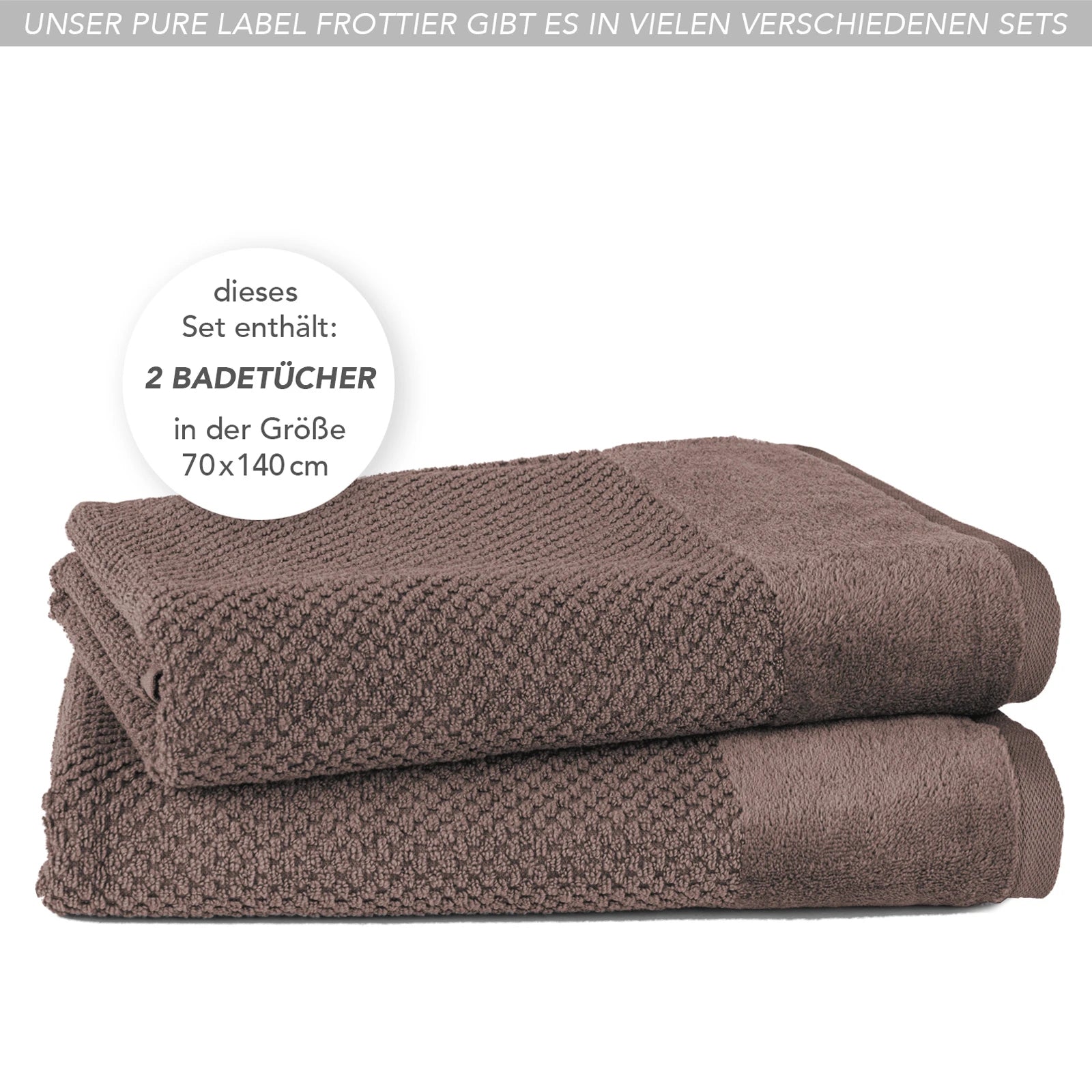 Duschtücher "Popcorn" - Anthrazit / 2x 70x140cm Pure Label