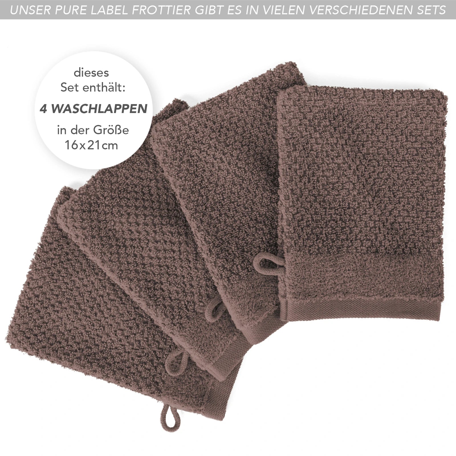 Waschlappen "Popcorn" - Anthrazit / 4x 16x21cm Pure Label