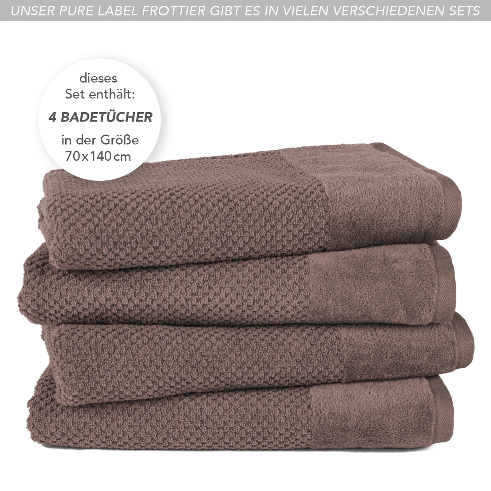 Duschtücher "Popcorn" - Anthrazit / 2x 70x140cm Pure Label