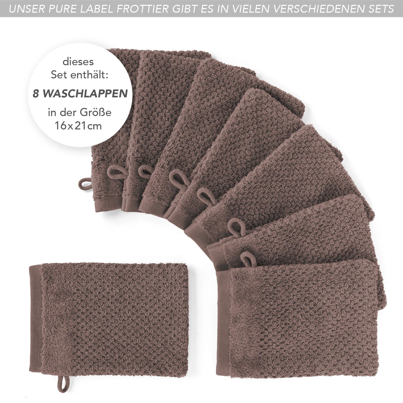 Waschlappen "Popcorn" - Anthrazit / 4x 16x21cm Pure Label