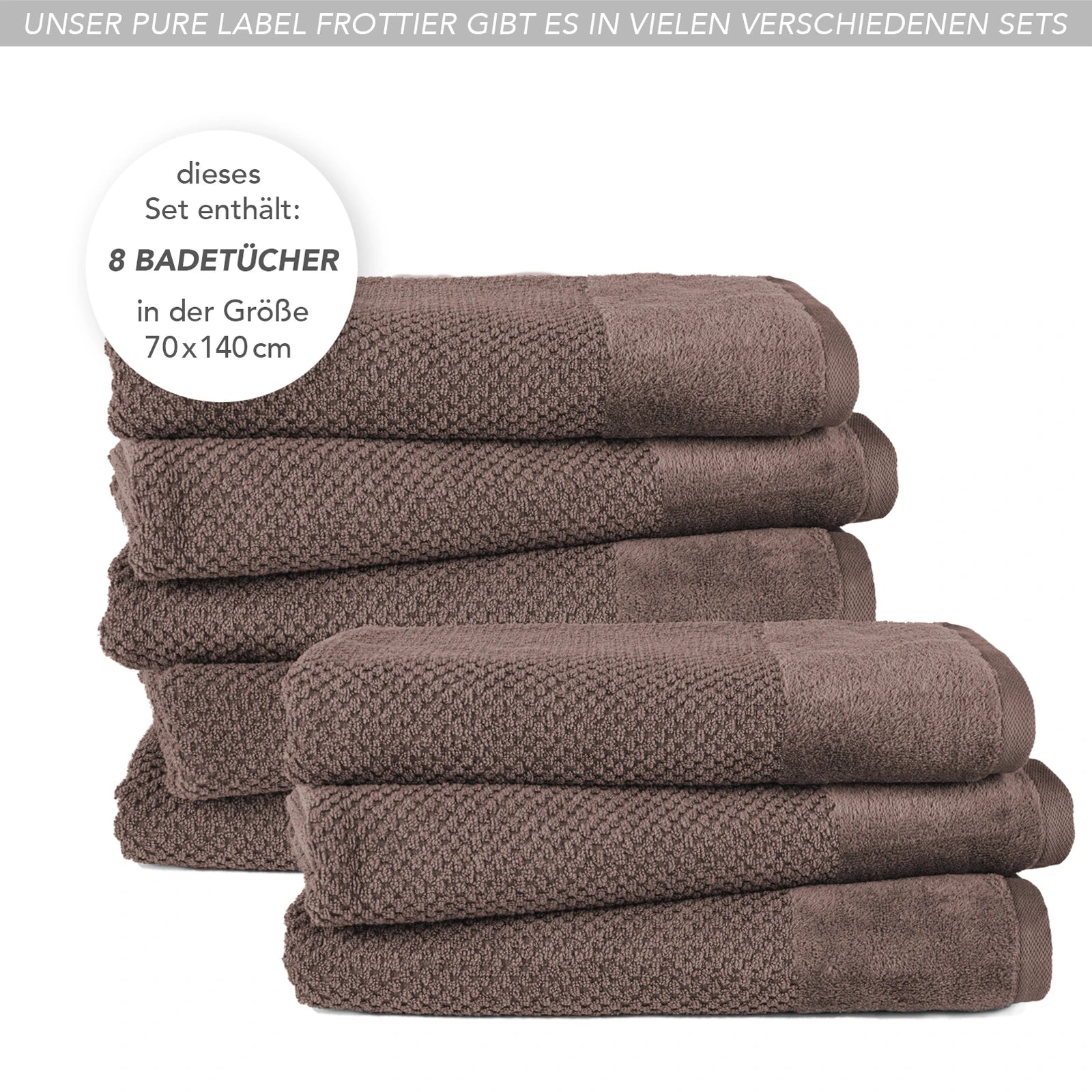 Duschtücher "Popcorn" - Anthrazit / 2x 70x140cm Pure Label