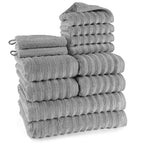 Handtuch Sets "Waves" - Dunkelgrau / 2x16x21 + 4x30x50 + 4x50x100 + 2x70x140 cm Pure Label