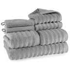 Handtuch Sets "Waves" - Dunkelgrau / 2x16x21 + 2x30x50 + 2x50x100 + 70x140 cm Pure Label