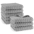 Handtuch "Waves" - Dunkelgrau / 8x 50x100cm Pure Label