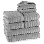 Handtuch Sets "Waves" - Dunkelgrau / 2x30x50 + 4x50x100 + 2x70x140 cm Pure Label
