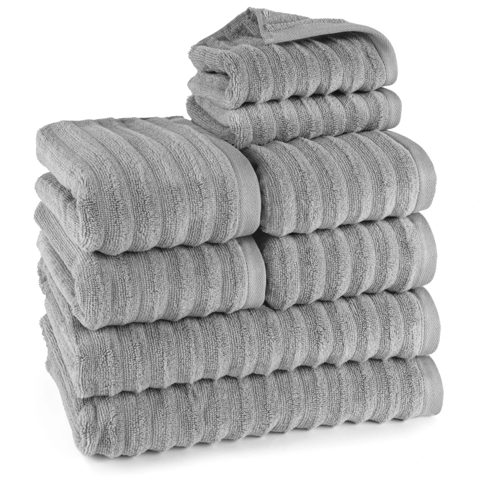 Handtuch Sets "Waves" - Dunkelgrau / 2x30x50 + 4x50x100 + 2x70x140 cm Pure Label