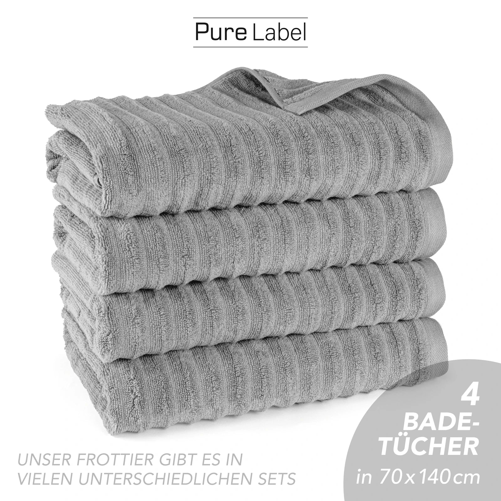Duschtuch "Waves" - Anthrazit / 2x 70x140cm Pure Label