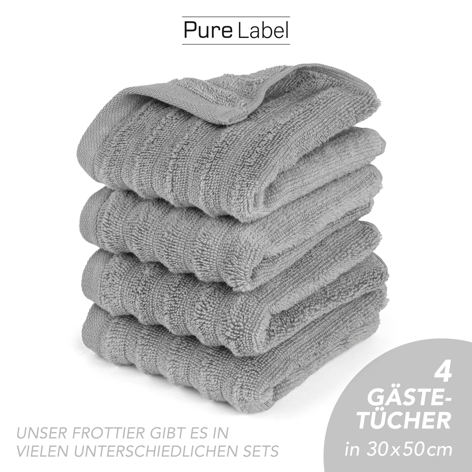Gästehandtuch "Waves" - Anthrazit / 10x 30x50cm Pure Label