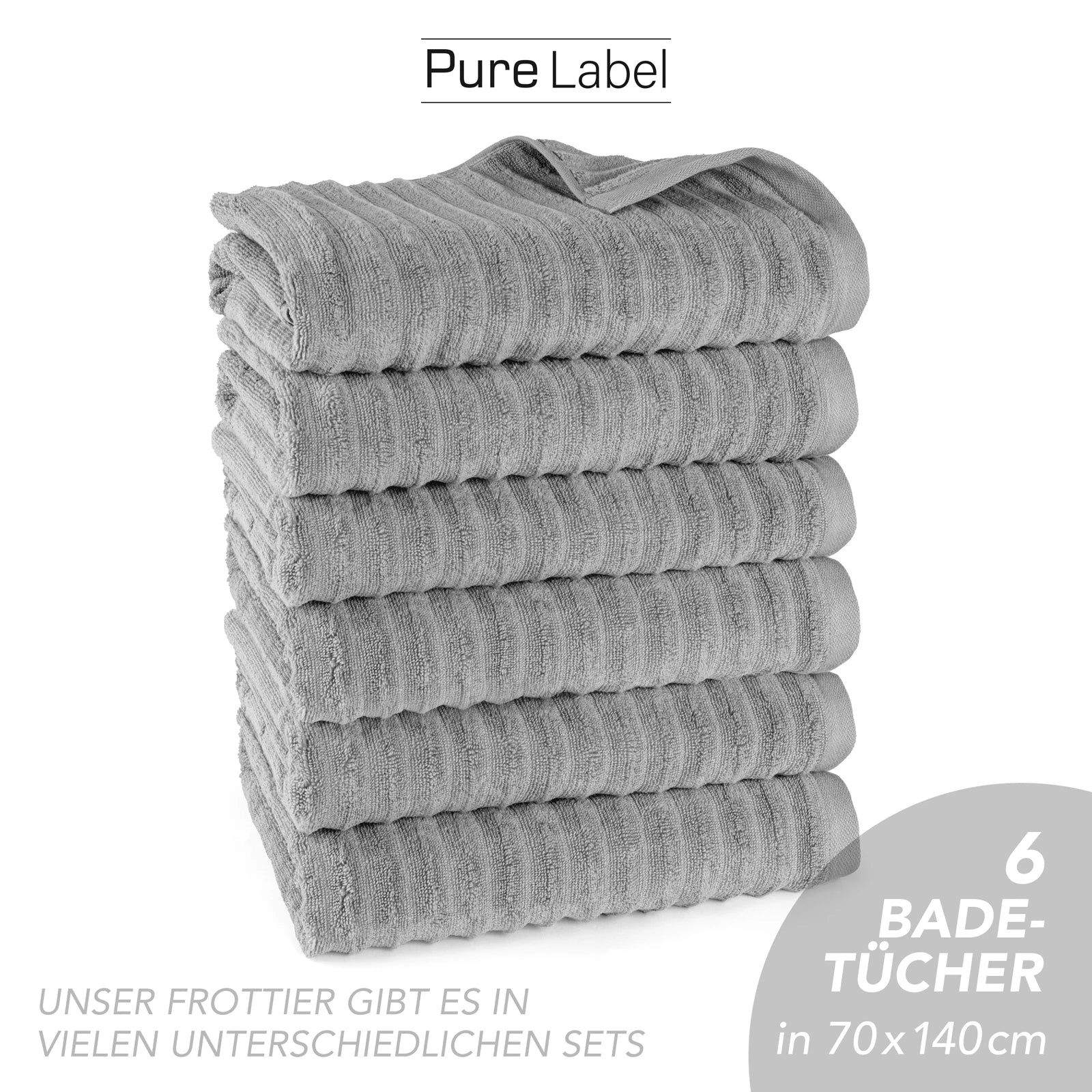 Duschtuch "Waves" - Anthrazit / 2x 70x140cm Pure Label