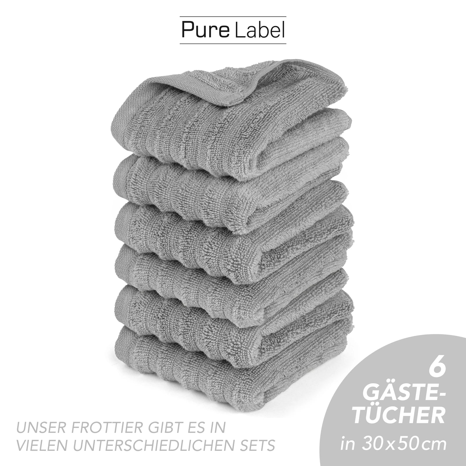 Gästehandtuch "Waves" - Anthrazit / 10x 30x50cm Pure Label