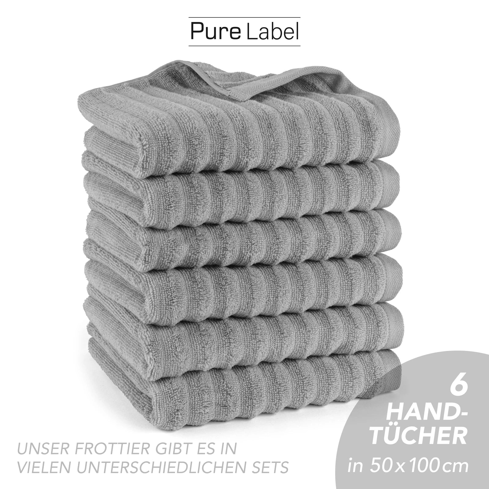 Handtuch "Waves" - Anthrazit / 4x 50x100cm Pure Label