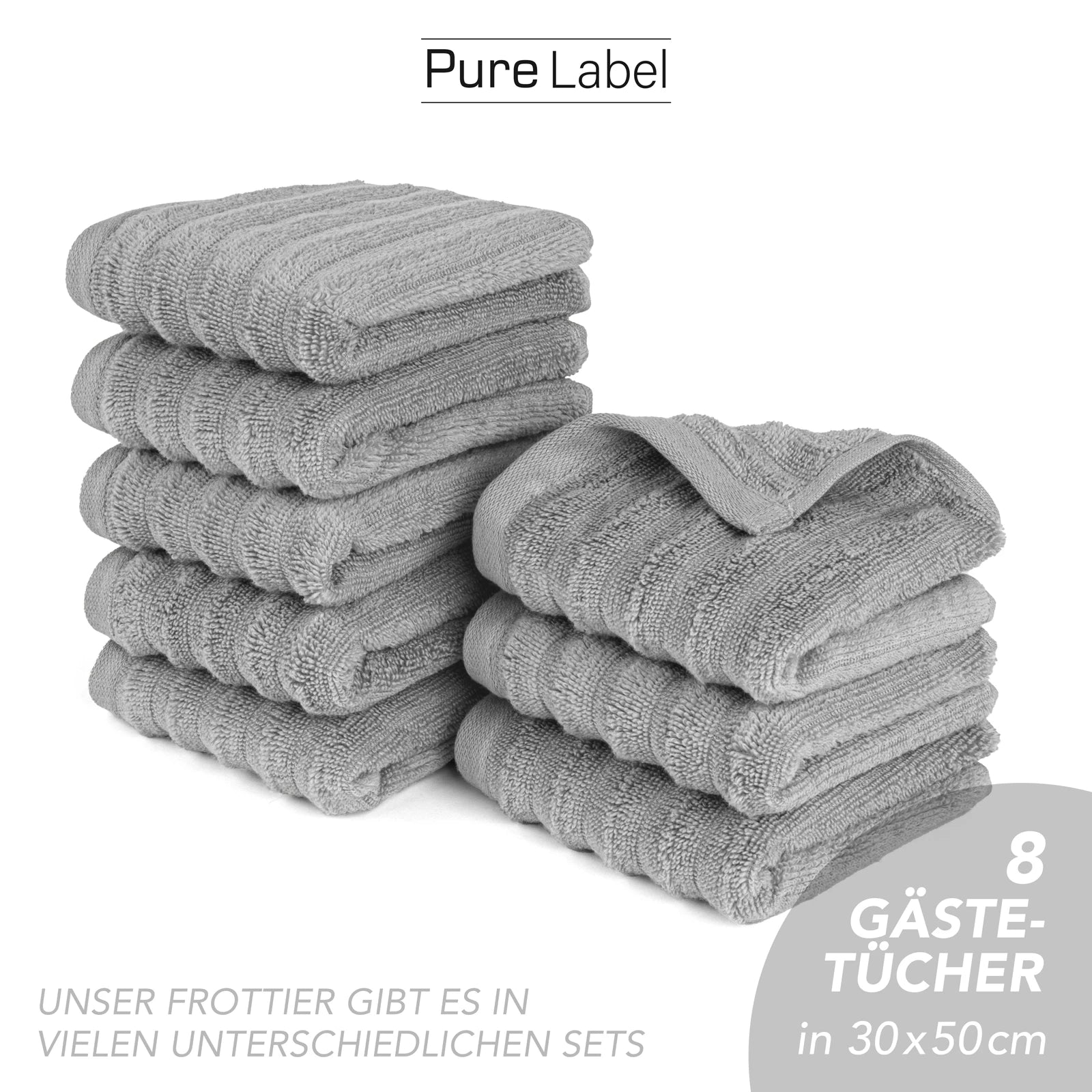 Gästehandtuch "Waves" - Anthrazit / 10x 30x50cm Pure Label