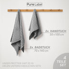 Handtuch Sets "Waves" - Anthrazit / 4x30x50 + 4x50x100 + 2x70x140 cm Pure Label