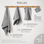 Handtuch Sets "Waves" - Anthrazit / 4x30x50 + 4x50x100 + 2x70x140 cm Pure Label