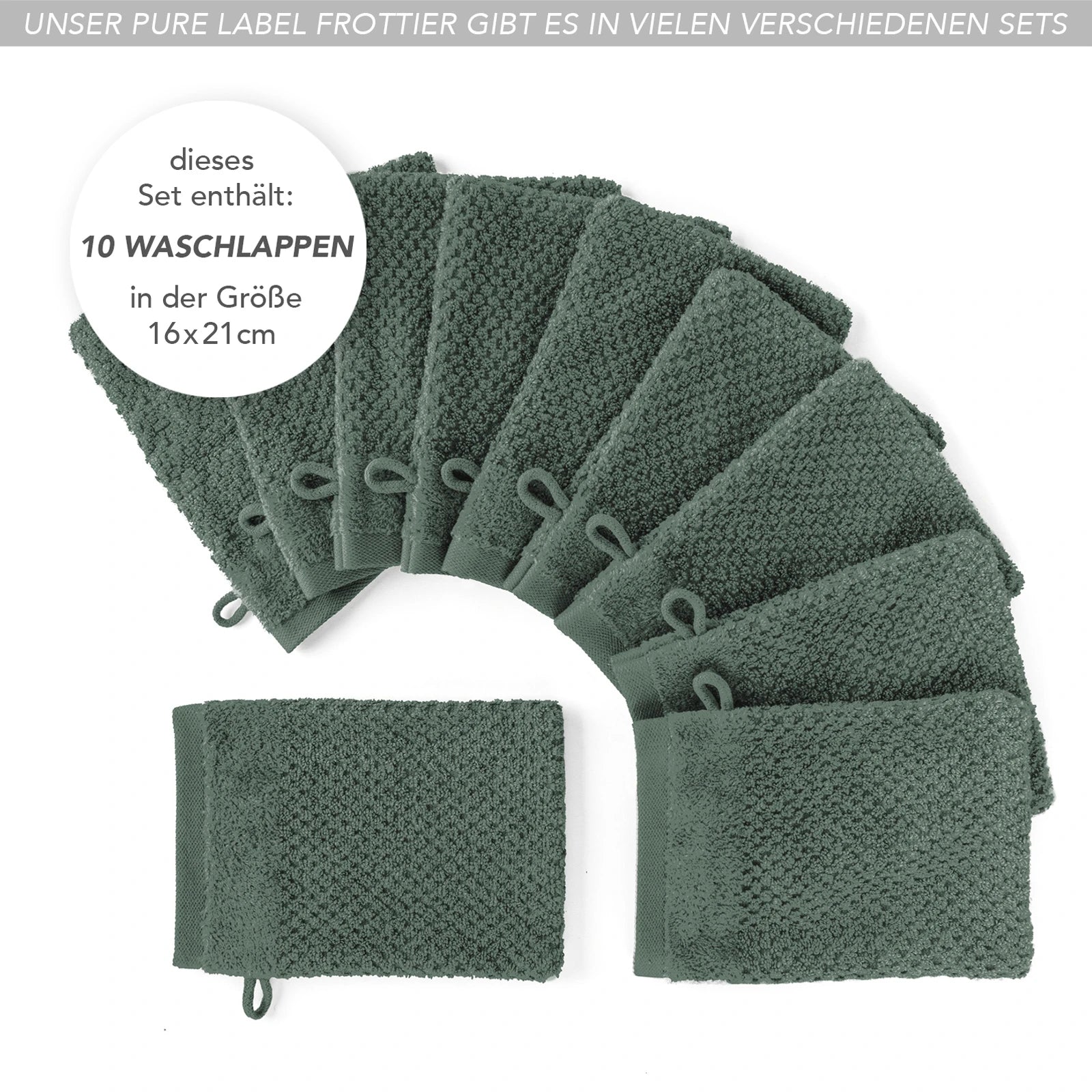 Waschlappen "Popcorn" - Anthrazit / 4x 16x21cm Pure Label