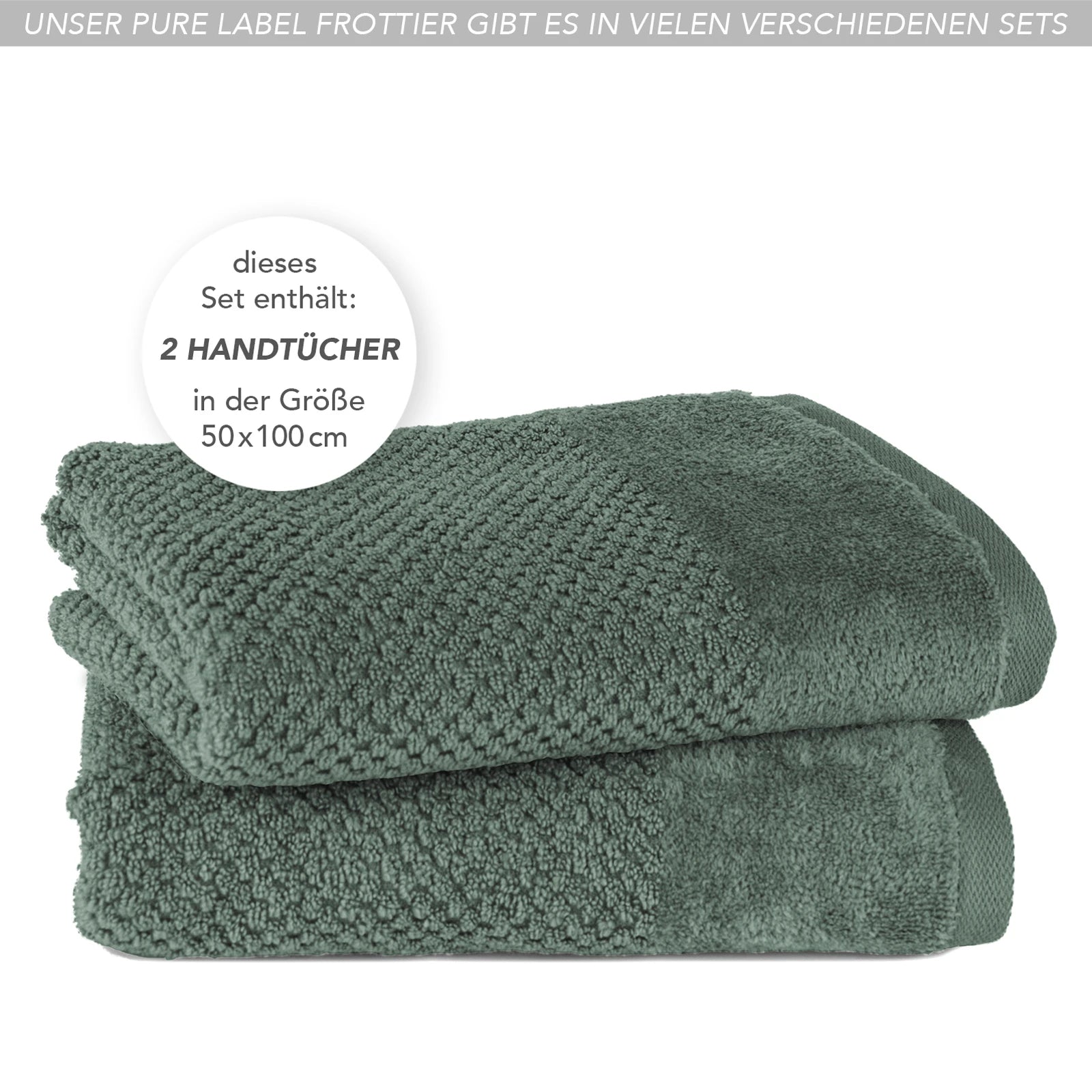 Handtücher "Popcorn" - Anthrazit / 2x 50x100cm Pure Label