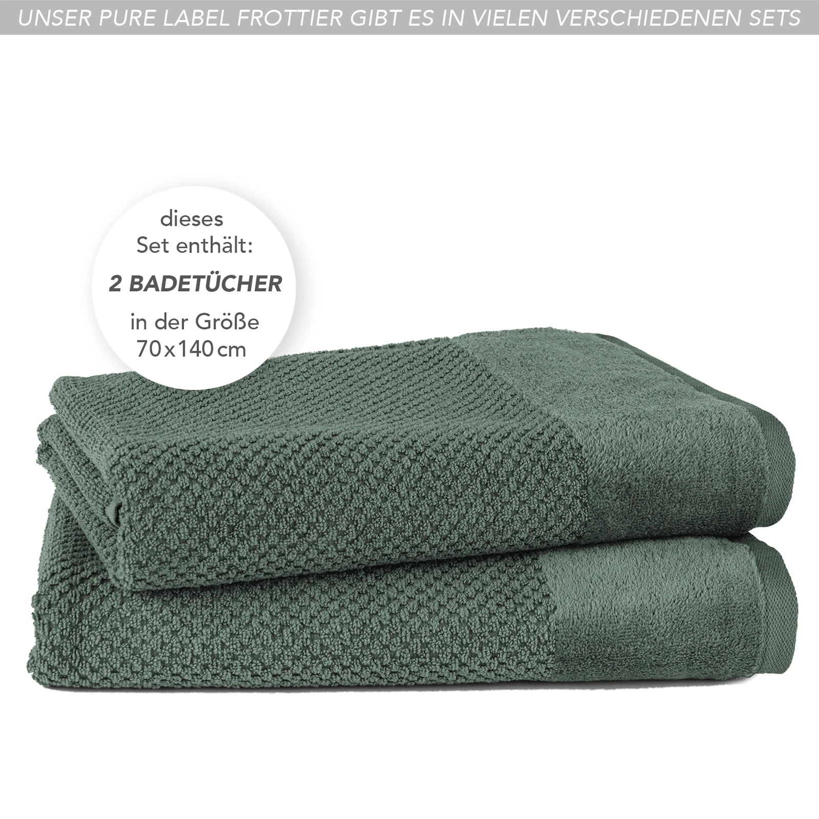 Duschtücher "Popcorn" - Anthrazit / 2x 70x140cm Pure Label