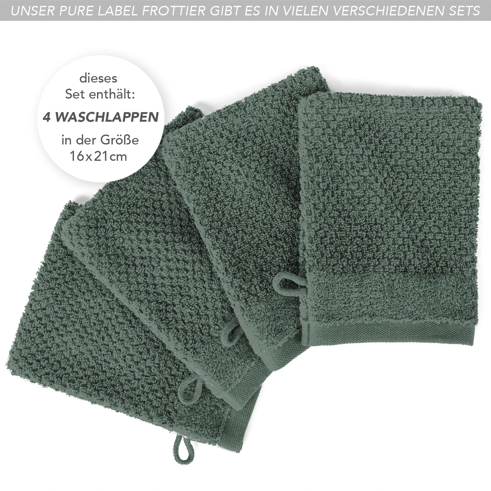 Waschlappen "Popcorn" - Anthrazit / 4x 16x21cm Pure Label