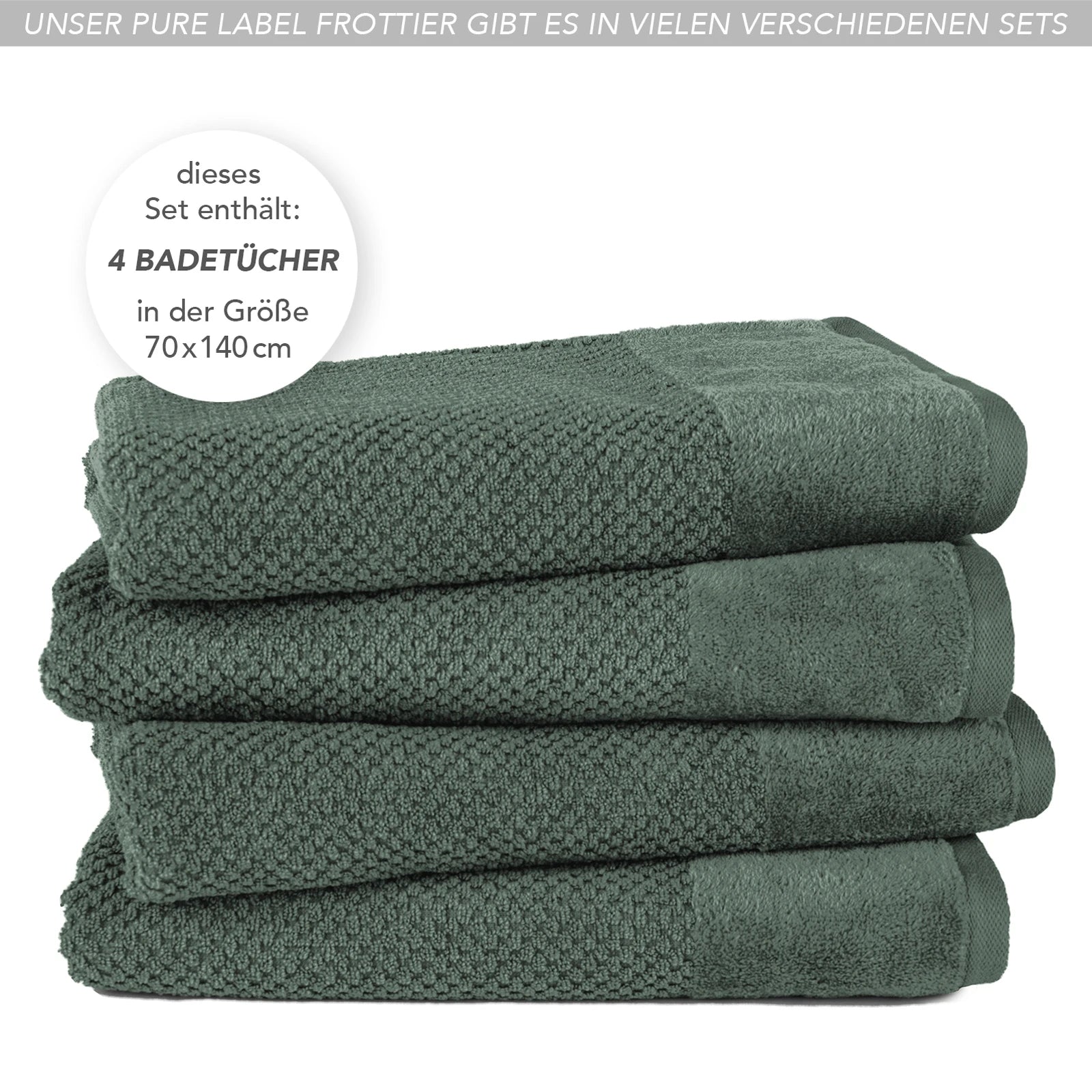 Duschtücher "Popcorn" - Anthrazit / 2x 70x140cm Pure Label