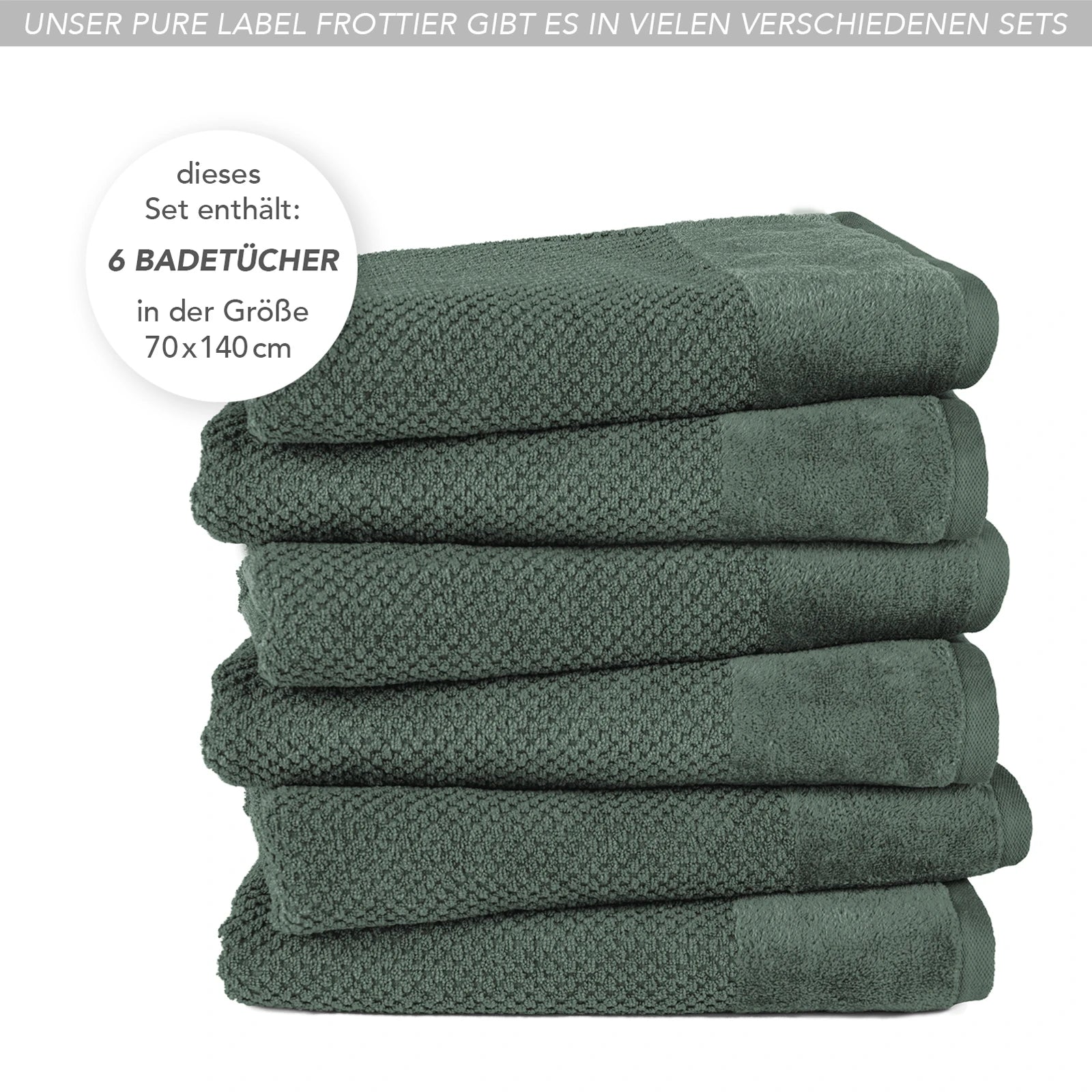Duschtücher "Popcorn" - Anthrazit / 2x 70x140cm Pure Label