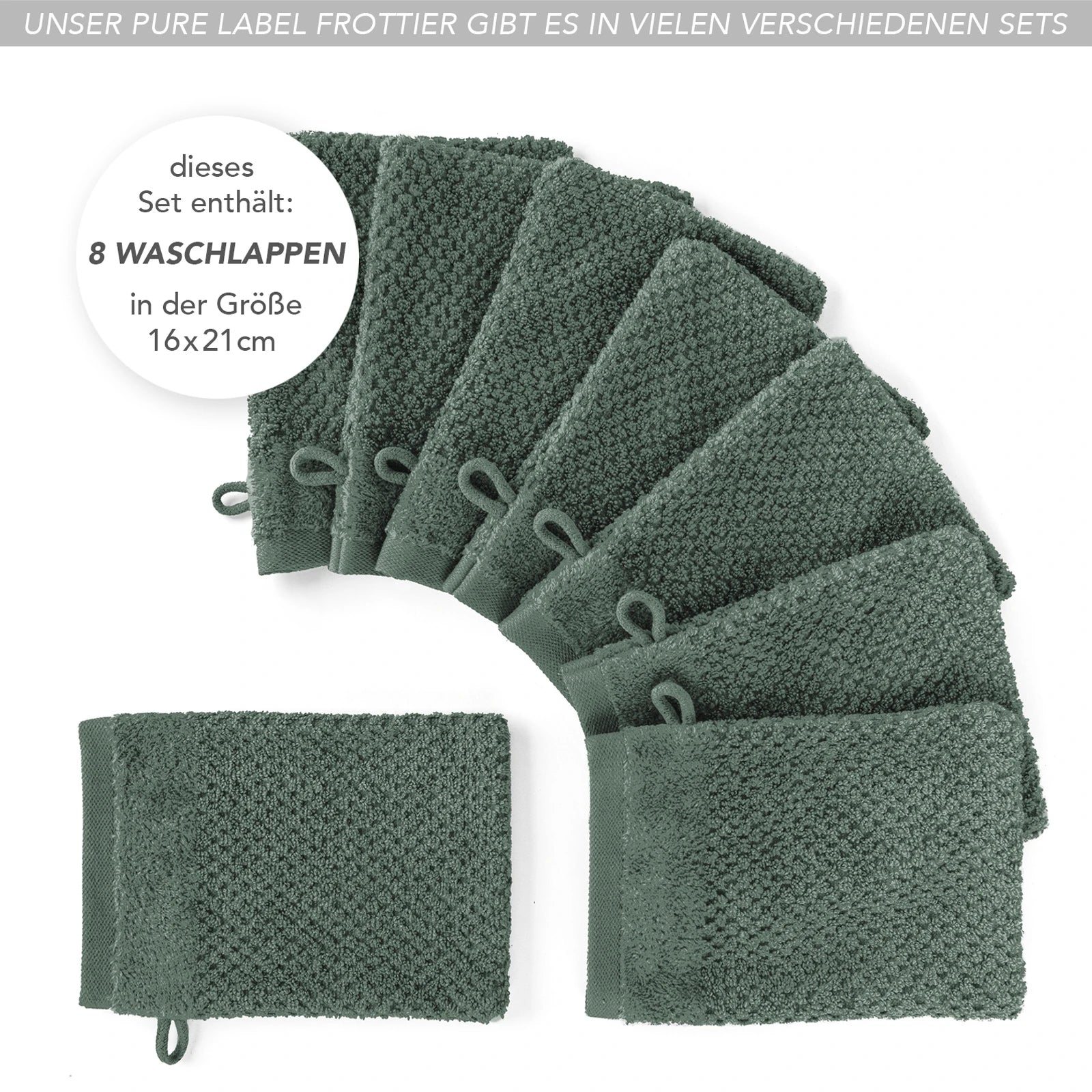 Waschlappen "Popcorn" - Anthrazit / 4x 16x21cm Pure Label