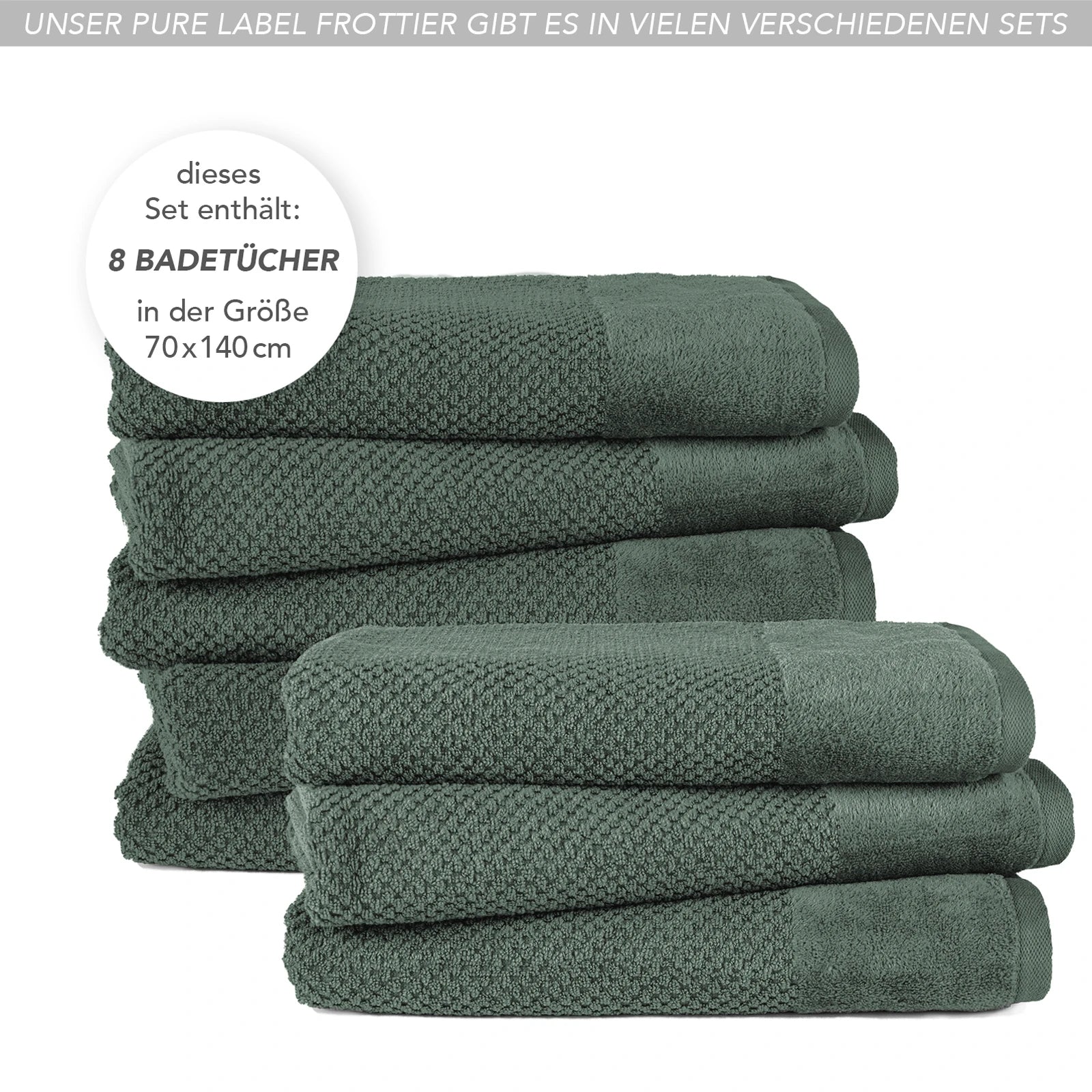 Duschtücher "Popcorn" - Anthrazit / 2x 70x140cm Pure Label