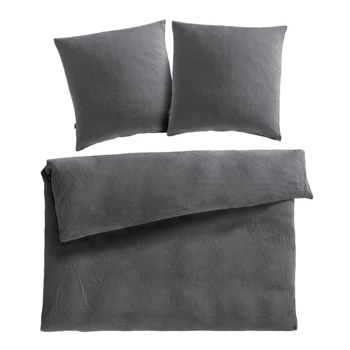 Musselin Bettwäsche Doppelbett - Anthrazit / 200x200 + 2x80x80 cm Pure Label