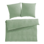 Musselin Bettwäsche Doppelbett - Salbeigrün / 200x200 + 2x80x80 cm Pure Label